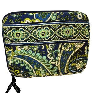 Vera Bradley quilted cotton zip around tablet cover computer case blue green